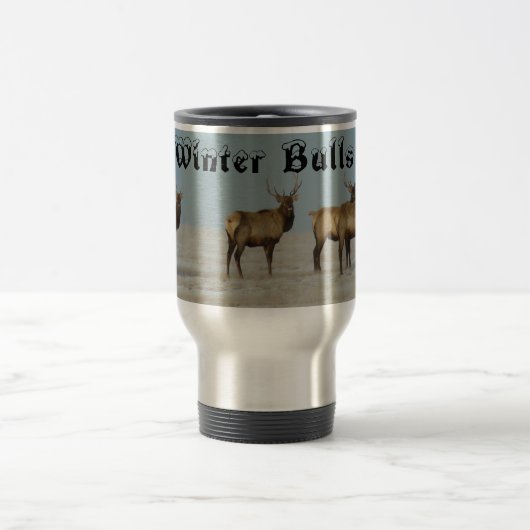 E18 Bull Elk Winter Bulls Reisebecher (Mittel)