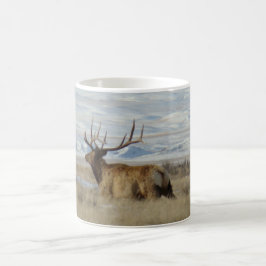 E22 Bull Elk Snowy Hills Kaffeetasse