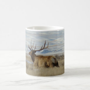 E22 Bull Elk Snowy Hills Kaffeetasse