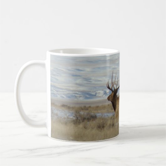 E22 Bull Elk Snowy Hills Kaffeetasse (Links)