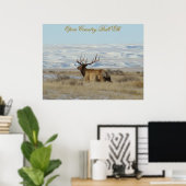 E22 Bull Elk Snowy Hills Poster (Heimbüro)
