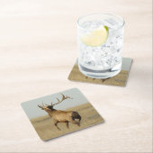 E23 Großes Elch-Gras am Horn Rechteckiger Pappuntersetzer (Vor Ort)