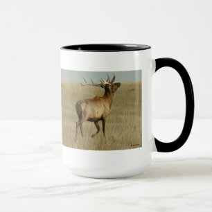 E35 Bull Elk Gras in Geweihen Tasse