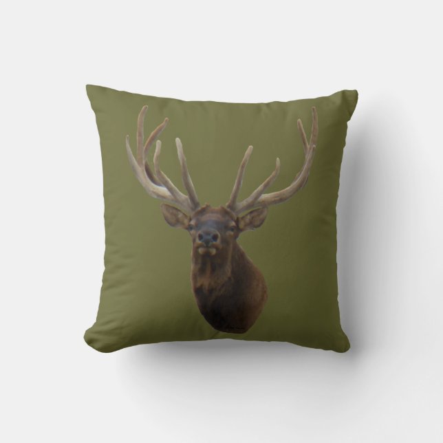 E48 Bull Elk Head in Velvet Kissen (Vorderseite)