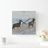 E57 Bull Elk Lucky 13 Quadratische Wanduhr (Zuhause)