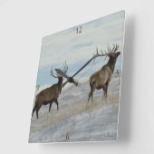 E57 Bull Elk Lucky 13 Quadratische Wanduhr (Winkel)
