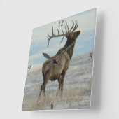 E58 Bull Elk Lucky 13 Bull Quadratische Wanduhr (Winkel)