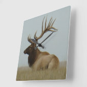 E5a Bull Elk Huge Bull Quadratische Wanduhr (Winkel)