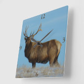 E62 Bull Elk Sky Lined Quadratische Wanduhr (Winkel)