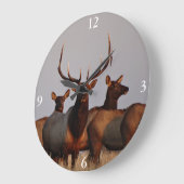 E66 Bull Elk and Cows Große Wanduhr (Winkel)