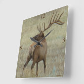 E6 Bull Elk in Velvet Quadratische Wanduhr (Winkel)