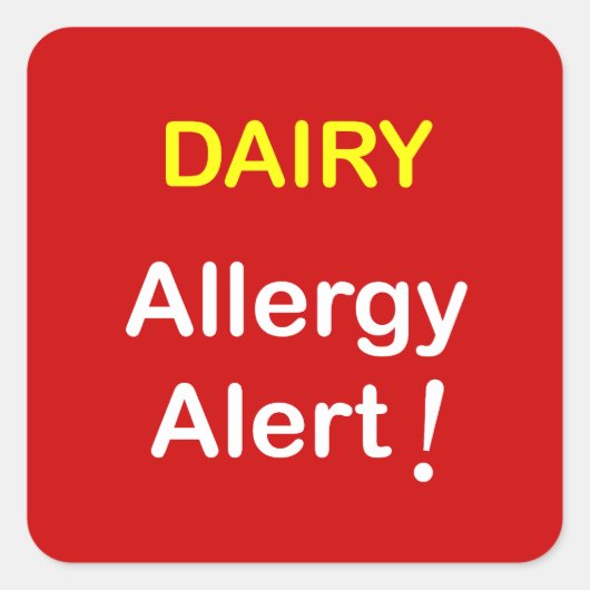 e7 - Allergiealarm - DAIRY. Quadratischer Aufkleber (Vorderseite)
