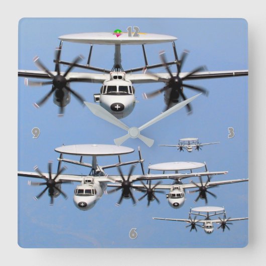 E-2 HAWKEYE QUADRATISCHE WANDUHR (Vorderseite)