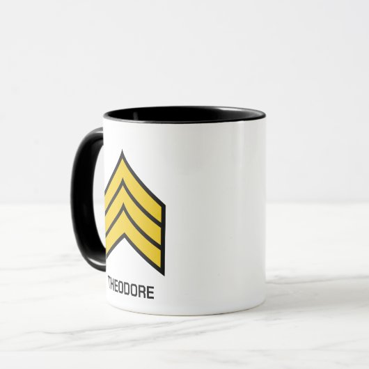 E-5 Sergeant Rank der US-Armee Tasse (Vorderseite Links)