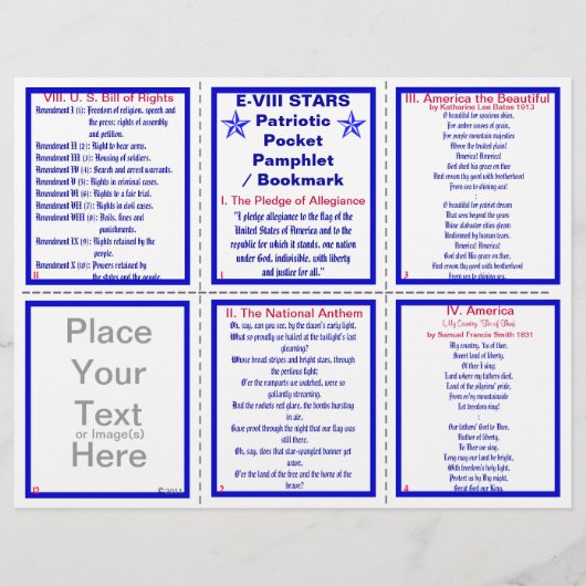 E-8** Patriotisches Pocket-Pamphlet / Lesezeichen Flyer (Vorne)