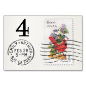 E&A Wedding Reception Table Card 4 Il Cardinal Tischnummer (Vorderseite)