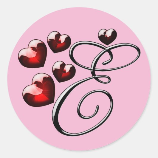 E-Aufkleber in Monogramm Runder Aufkleber (Vorderseite)