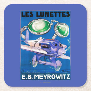 E.B. Meyrowitz Fliegerbrille-Werbung Rechteckiger Pappuntersetzer
