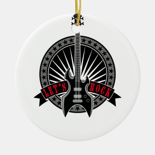 e-bass guitar let's rock keramik ornament (Vorne)