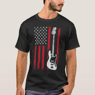 E-Bassgitarre  Vintage amerikanische Flagge Musici T-Shirt