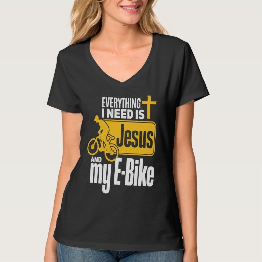 E Biker Jesus Jesus and E Biking Religious EBiker T-Shirt (Vorderseite)
