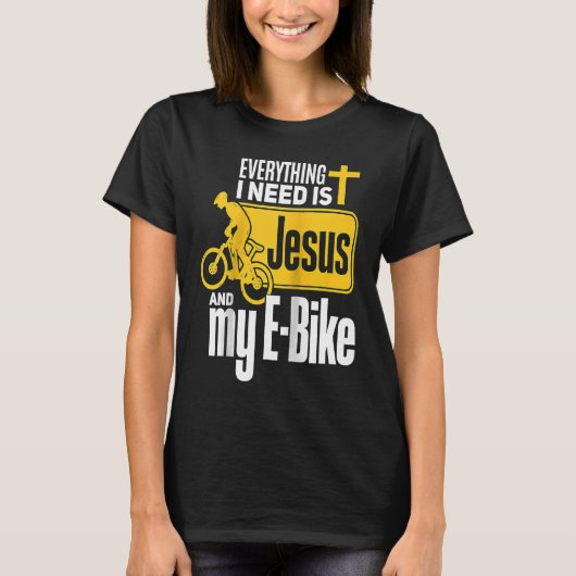 E Biker Jesus Jesus und E Biking Religiösen EBiker T-Shirt (Vorderseite)