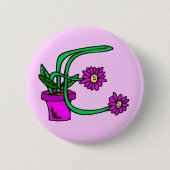 E - Blume - Monogramm - Taste Button (Vorderseite)