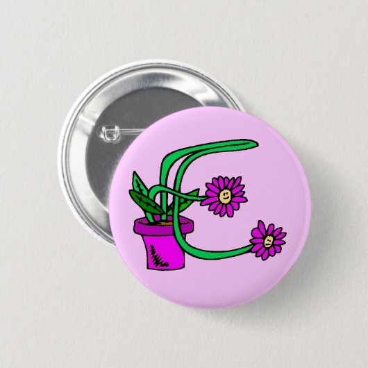 E - Blume - Monogramm - Taste Button (Vorne & Hinten)