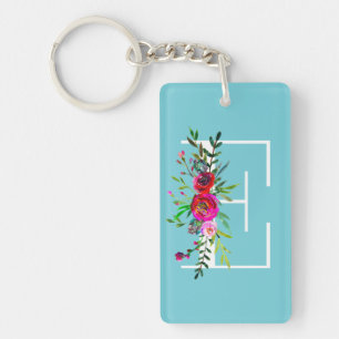 E Brief Anfangsmonogramm Floral Benutzerdefinierte Schlüsselanhänger