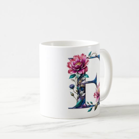 E Coffee Tasse - Blumendesign für Geschenke (VorderseiteRechts)