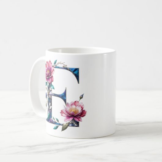 E Coffee Tasse - Blumendesign für Geschenke (Vorderseite Links)