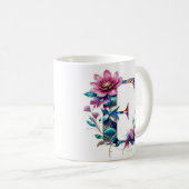 E Coffee Tasse - Blumendesign für Geschenke (VorderseiteRechts)