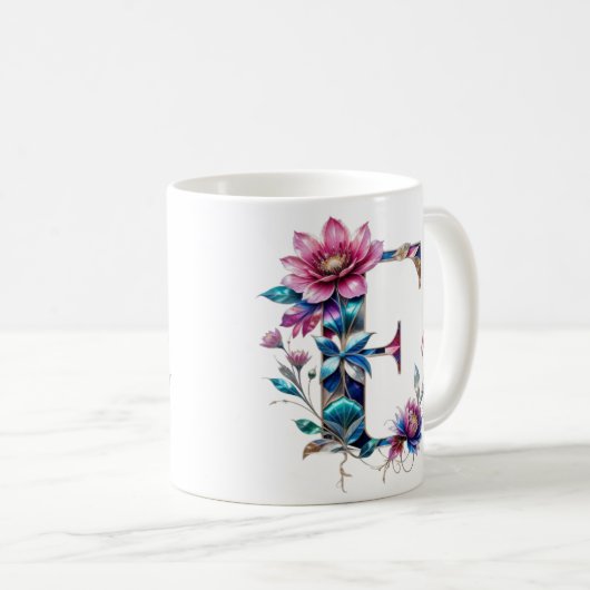 E Coffee Tasse - Blumendesign für Geschenke (VorderseiteRechts)