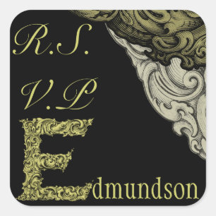 E - Das Falck-Alphabet (Gold) (Hochzeit) Quadratischer Aufkleber