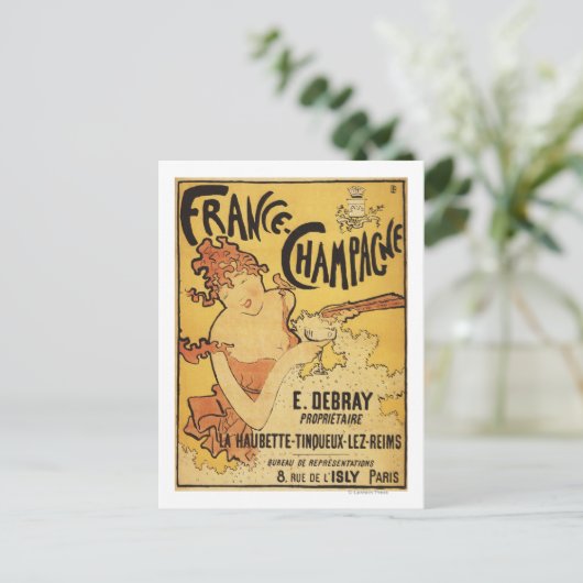 E. Debray Champagne Advertisement Poster Postkarte (Stehend Vorderseite)
