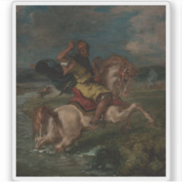 E. Delacroix - Marokkanisches Pferd durch ein Ford Aufkleber