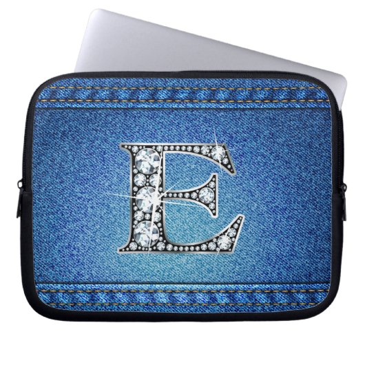 E "Diamond" Denim Stitching Electronics Bag Laptopschutzhülle (Vorderseite)