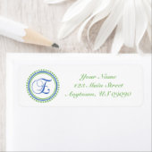 E Dot Circle Mongram Address Label (Minze / Blau) (Insitu)