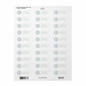 E Dot Circle Mongram Address Label (Minze / Blau) (Vorne)