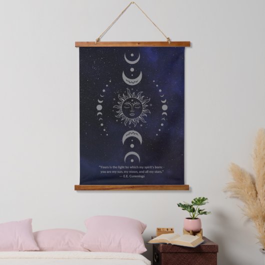 E.E. Cummings Celestial Gedicht Wandteppich Mit Holzrahmen (Schlafzimmer)