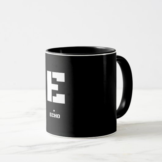 E (Echo) NATO Phonetischer Alphabet & Morse Code Tasse (VorderseiteRechts)