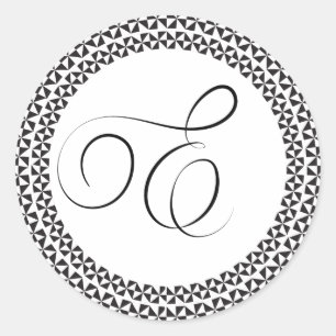 E Elegantes Monogramm Runder Aufkleber