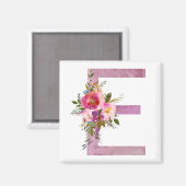 E, Floral Monogramm initial, Aquarellfarbe Blume Magnet (Vorderseite/Rückseite)