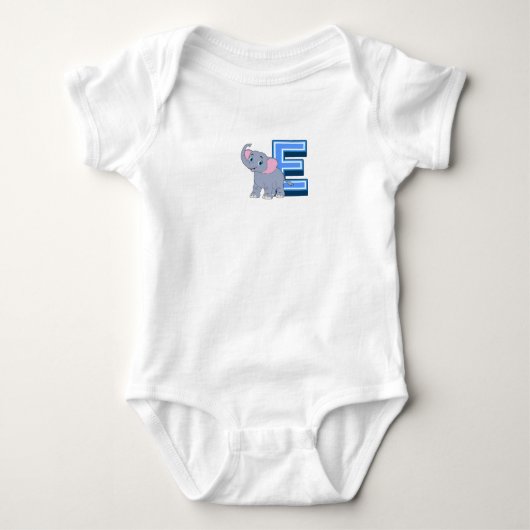 E für Elefant  Baby Strampler (Vorderseite)