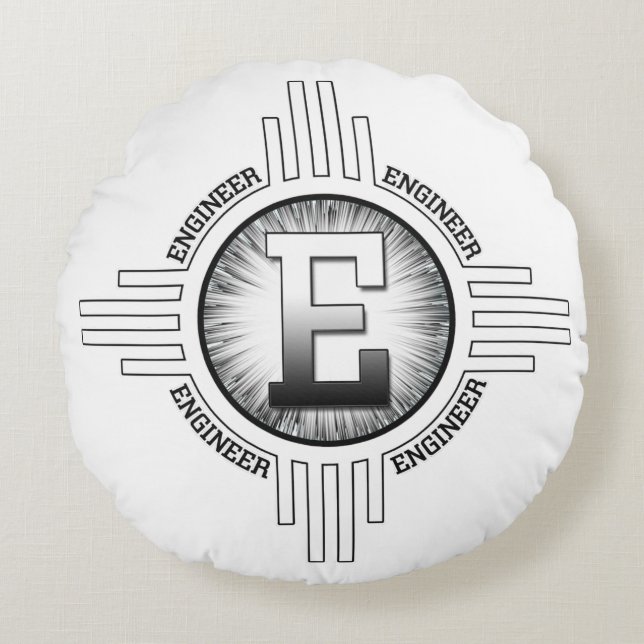 E FÜR ENGINEER RUNDES KISSEN (Vorderseite)