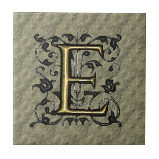 E - geprägtes Vintage-Monogramm Fliese (Vorderseite)