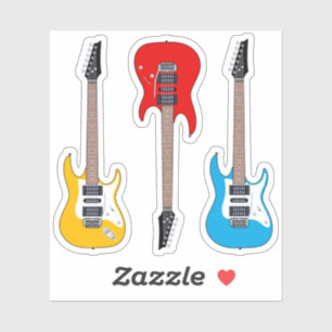 E-Gitarre 3 gelb rot blau Aufkleber