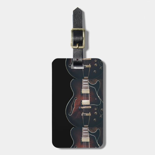 E-Gitarre auf Schwarz Gepäckanhänger (Vorderseite vertikal)