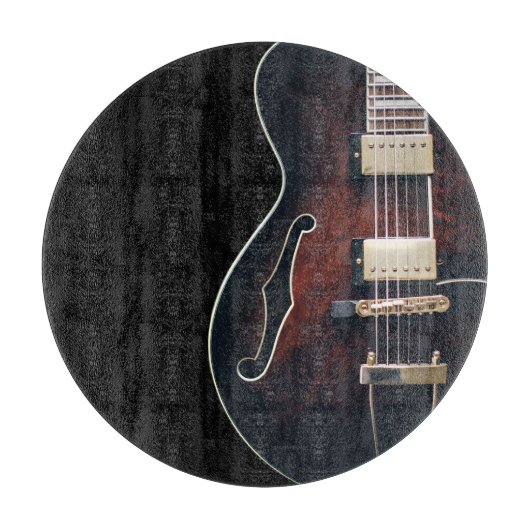 E-Gitarre auf Schwarz Schneidebrett (Vorderseite)