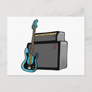 E-Gitarre Bass und Verstärker Postkarte